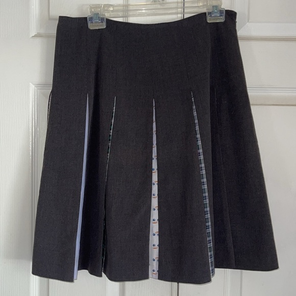 Elevenses Gray Multi Print Pleated A-Line Skirt - Picture 4 of 8